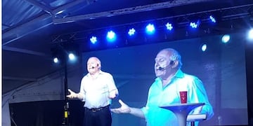 El mandatario fue uno de los principales oradores del encuentro en San Nicolás\u002E (@rlacabanne)