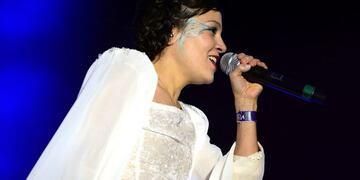 Mexican pop-rock singer Natalia Lafourcade performs during the third day of the Vive Latino 2013 Music Fest at the Foro Sol in Mexico City, on March 17, 2013\u002E AFP PHOTO/Alfredo Estrella\r\n mexico Natalia Lafourcade festival de musica vive latino 2013 musica musico musicos cantante recital show concierto