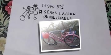 La cartita de la nena por su bici