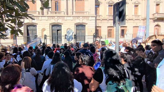 La "marcha de los delantales blancos" llegó hasta las puertas de la Casa de Gobierno, en una protesta "siguiendo el ejemplo de los compañeros de Salta", dijo el prosecretario gremial del CEDEMS, Andrés García.