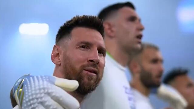Messi, durante el Himno: un momento que se llevó muchos memes. (Captura de TV)