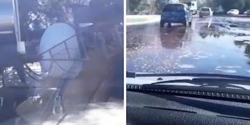 Un camión se accidentó en Junín y perdió su carga: miles de litros de vino terminaron sobre la calle.