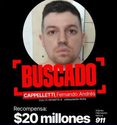 Colo Capelletti, nuevo integrante de los 10 prófugos más buscados