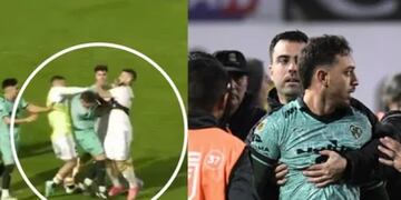 Sobre el final del partido, el hijo del Muñeco Gallardo y el Pipa Benedetto se pelearon fuerte.