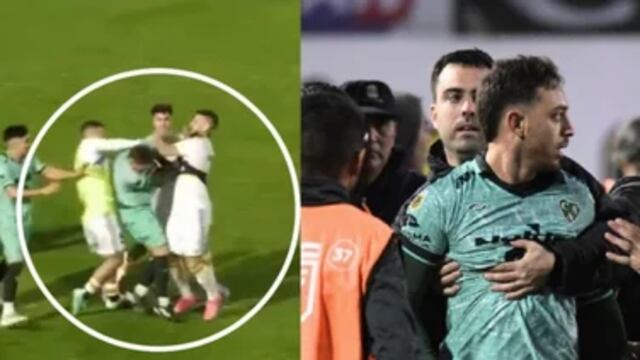 Sobre el final del partido, el hijo del Muñeco Gallardo y el Pipa Benedetto se pelearon fuerte.