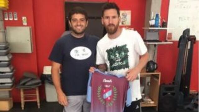 Messi en un gimnasio de Funes
