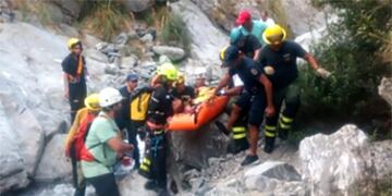 La mujer fue rescatada por los Bomberos de la Villa de Merlo\u002E