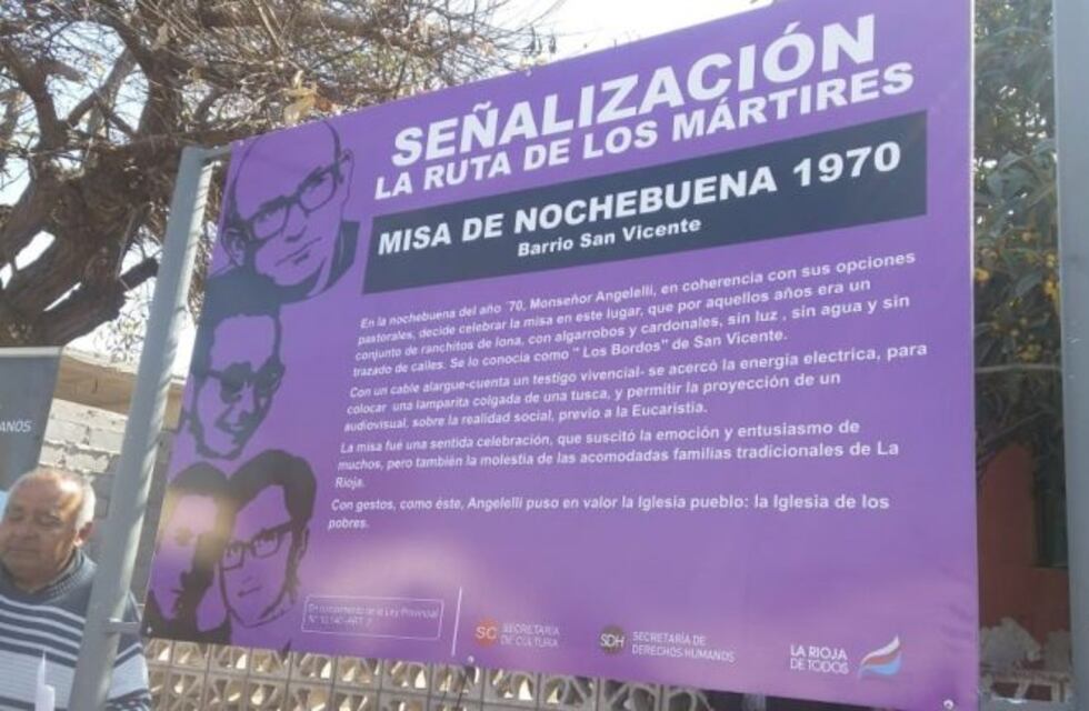 Señalizaron el lugar donde monseñor Angelelli dio su primera misa fuera de la Catedral