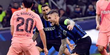 El rosarino marcó el empate de Inter frente a Barcelona\u002E (Ansa)