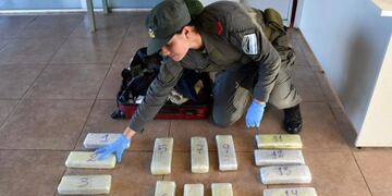 Una joven fue detenida con 12 kilos de marihuana en su equipaje\u002E (Gendarmería)