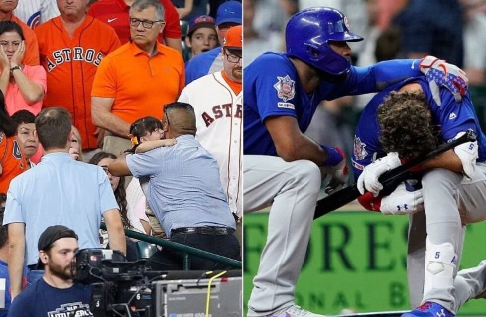 Video: un beisbolista golpeó con la pelota a una niña de la tribuna y rompió en llanto