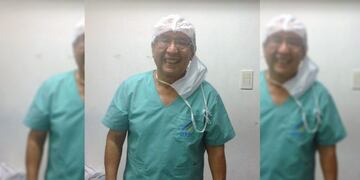 Es médico jubilado y volvió al servicio para colaborar por la pandemia (Facebook Wilfredo Medrano)