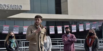 Juan Monteverde en acto en reclamo de Justicia por Trasante (Ciudad Futura)