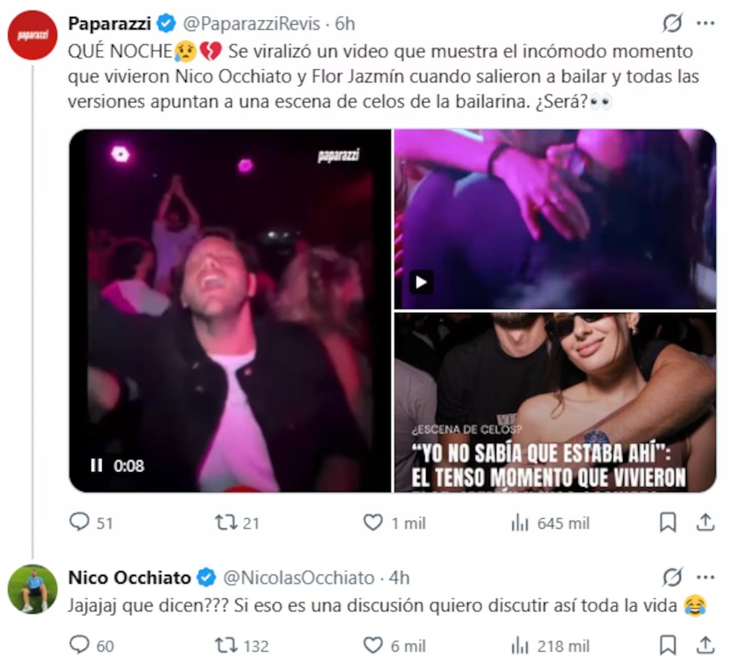 Nico Occhiato habló de los rumores de crisis con Flor Jazmín Peña