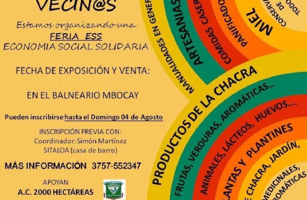 Organizan una feria económica, social y solidaria este sábado en Iguazú
