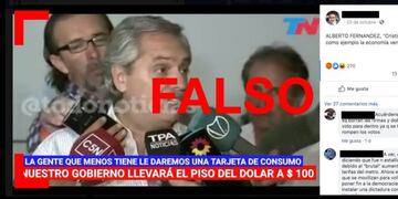 El falso que Alberto Fernández haya dicho: Nuestro gobierno llevará el dólar a un piso de 100