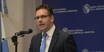 Guido Sandleris, titular del Banco Central, durante una conferencia de prensa posterior a la asunción de Hernán Lacunza como ministro de Hacienda\u002E (Federico López Claro)