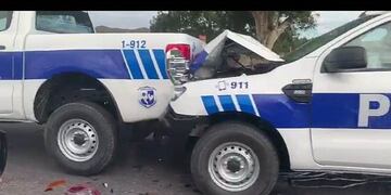 Choque en cadena de las camionetas 0km de la Policía de San Luis\u002E