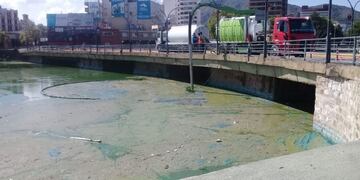 Continúan las tareas de limpieza y saneamiento del lago San Roque\u002E (foto: Municipal)\u002E