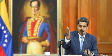 Nicolás Maduro, el 14/02/2020 en una conferencia de prensa internacional\u002E (Marcelo Garcia/Prensa Miraflores/DPA)