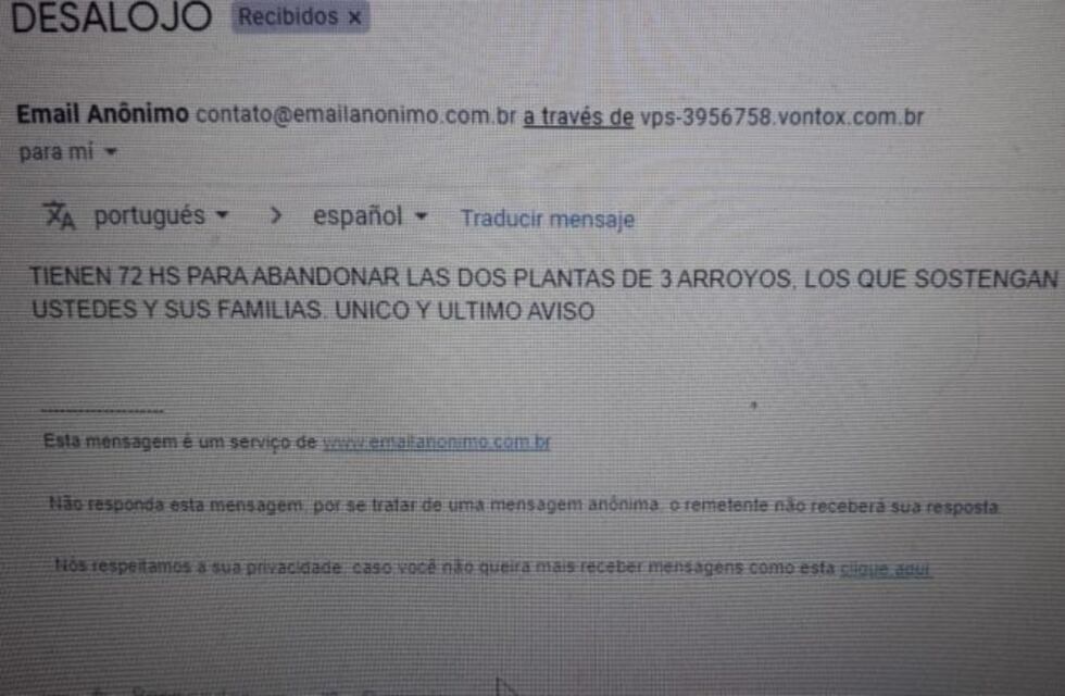 Mediante un mail anónimo amenazan a los empleados de Cerealcoop