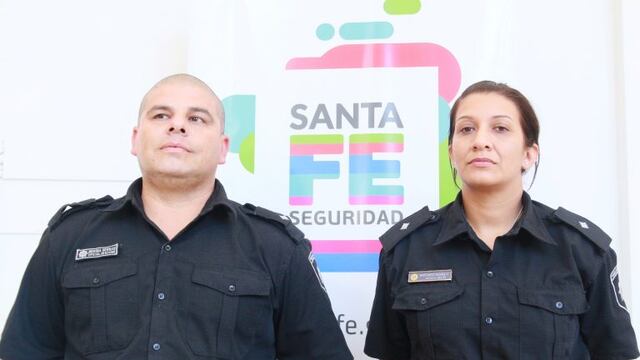 Oficial Hernan Medina y la suboficial Sandra Antunes