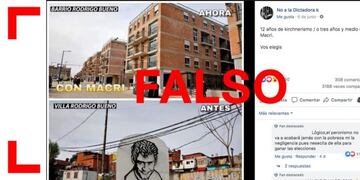Es falsa la imagen que compara el antes y el ahora del barrio Rodrigo Bueno\u002E (Reverso)