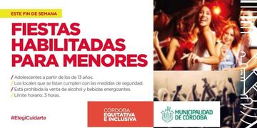 La Muni da a conocer cada fin de semana las fiestas habilitadas para menores\u002E