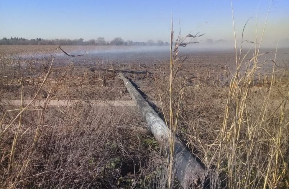 Colonia Caroya: el viento tiró un poste de luz y se incendió una chacra