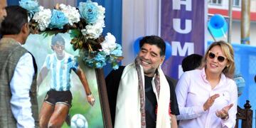 Diego Maradona fue recibido como un ídolo en India\u002E Foto: DPA\u002E