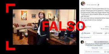 Es falso que Bullrich dijo que la Argentina fue premiada por Europol y también que desde 2015 no llegó droga desde el país a Europa