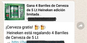 Mensaje que se viralizó por WhatsApp