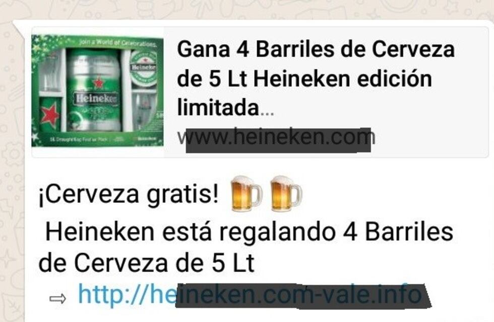 ¡Alerta! El mensaje que circula por WhatsApp para ganar cerveza no es lo que parece