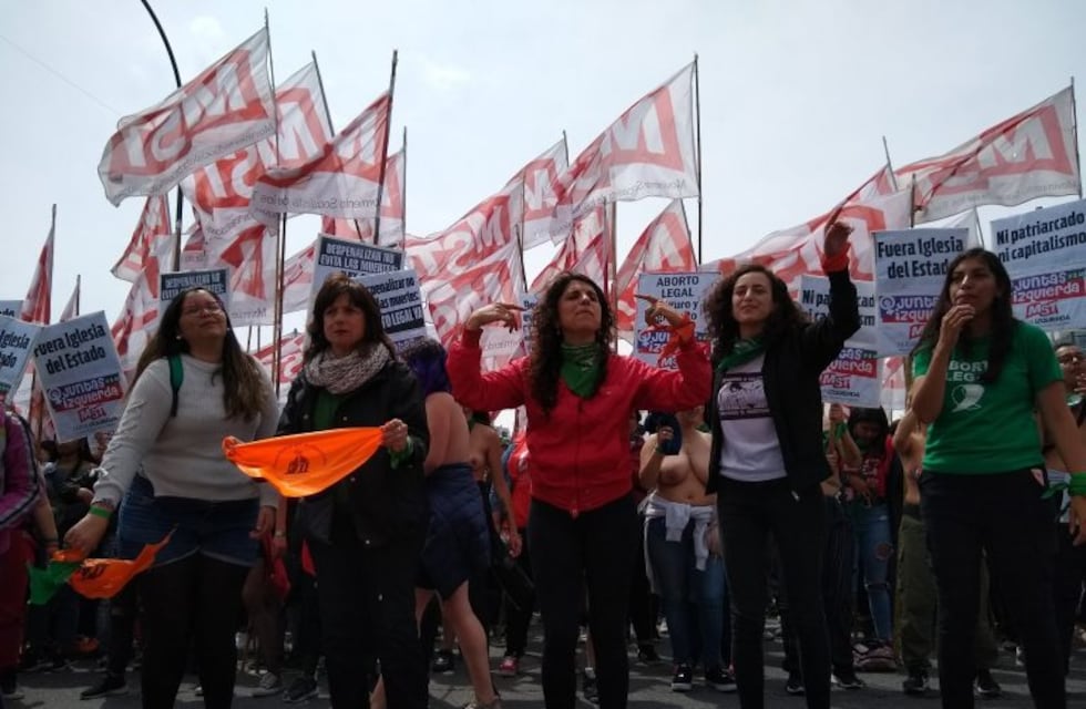 Una facción del Encuentro Nacional de Mujeres protestó frente a la Catedral de La Plata