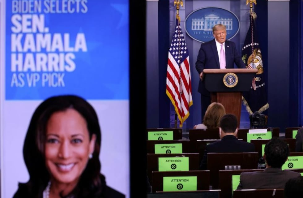 Donald Trump criticó a Kamala Harris, flamante compañera de fórmula de Joe Biden