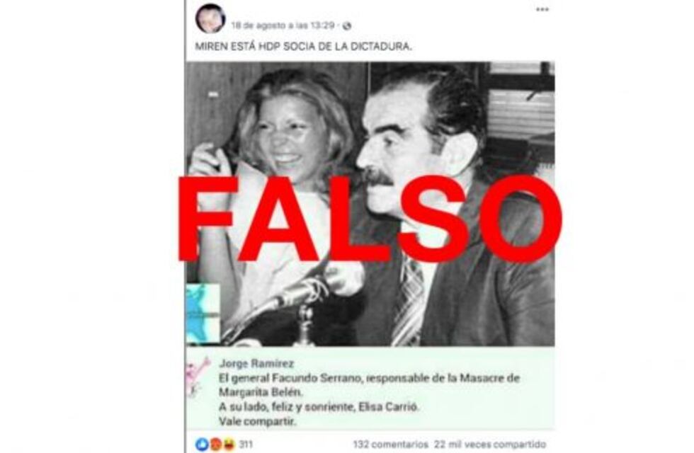 Es falsa la foto de Carrió con el ex gobernador de facto de Chaco