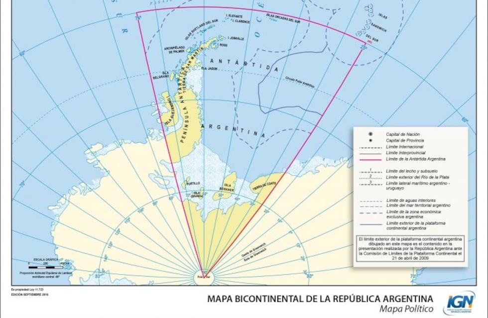 El nuevo mapa bicontinental de Argentina ubica a Tierra del Fuego en el centro del país