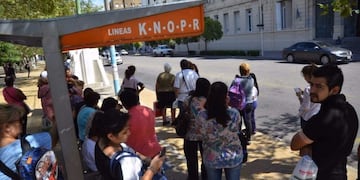 Largas esperas en las paradas de colectivos