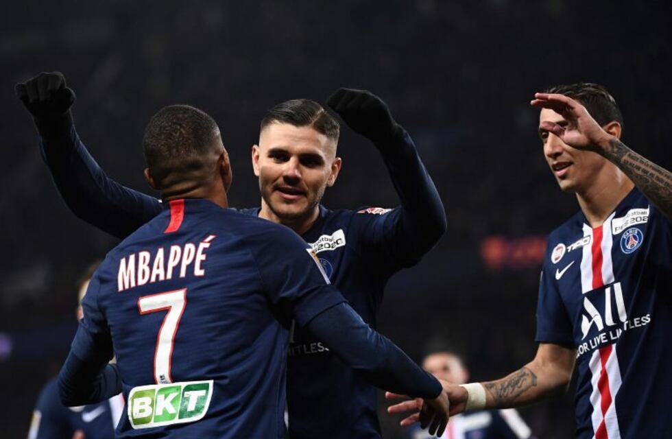 Mauro Icardi metió tres goles en el 6-1 del PSG sobre el Saint Etienne, por la Copa de la Liga de Francia