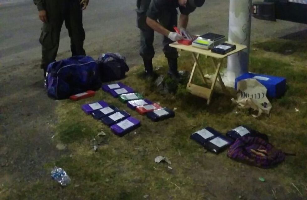 Gendarmería detuvo a una pasajera de ómnibus con 16 kilos de cocaína en sus bolsos