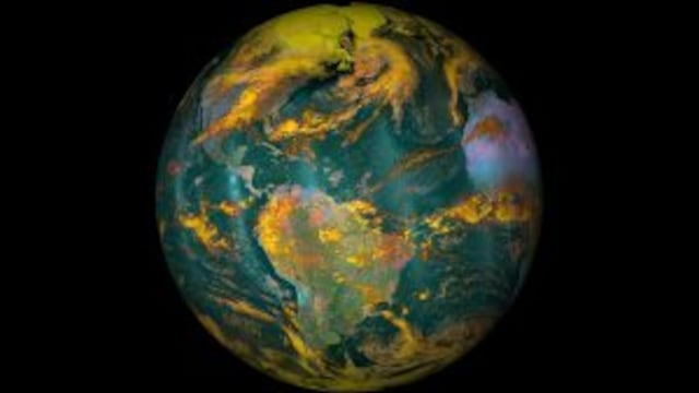 (FILES) This file NOAA/NASA image released on April 22, 2016 shows planet Earth.rnCarbon emissions from burning fossil fuels have been nearly flat for three years in a row -- a