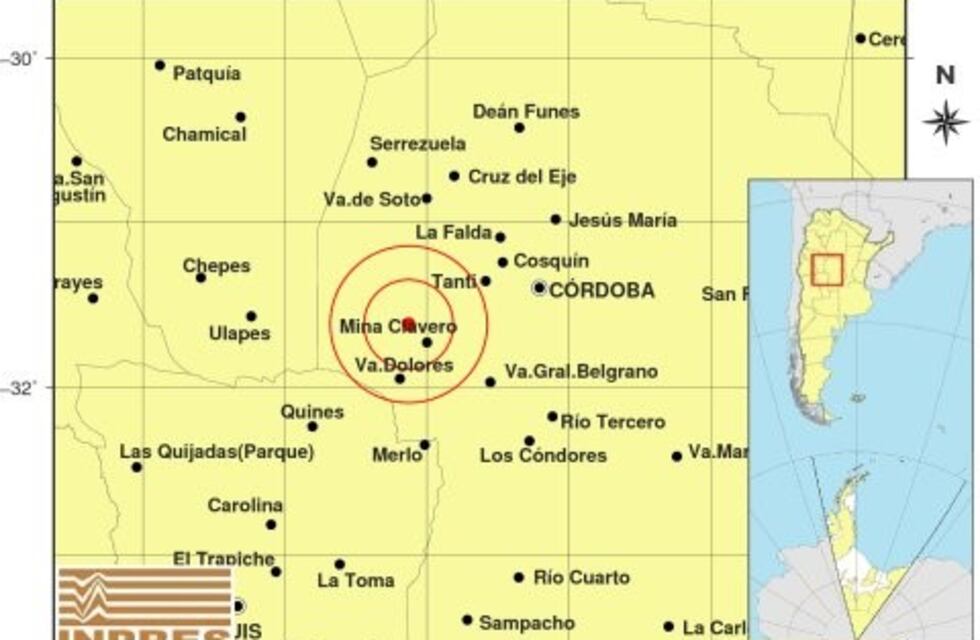 Se registró un sismo en cercanías a Mina Clavero