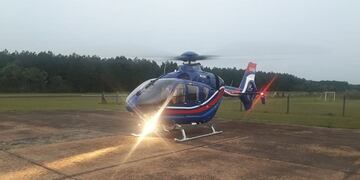 El helicóptero de Misiones cubrió el último tramo del traslado de un riñón proveniente de una ablación realizado en Rosario\u002E