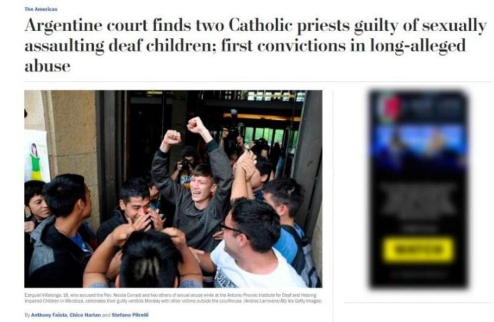 La condena a los curas del Próvolo fue título de tapa en medios internacionales