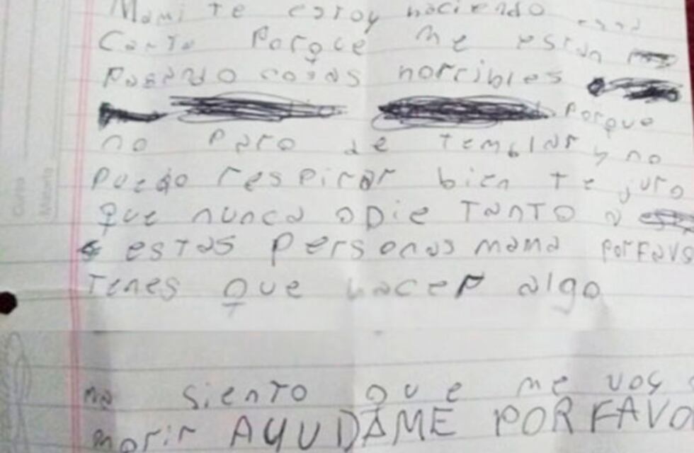 Bullyng en Carlos Paz: una mamá publicó la carta que le escribió su hija de 11 años pidiendo ayuda