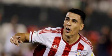 Football Soccer - Paraguay v Ecuador- World Cup 2018 Qualifier - Defensores del Chaco Stadium Asuncion, Paraguay- 23/03/17 - Junior Alonso of Paraguay celebrates after scoring a goal. REUTERS/Jorge Adorno