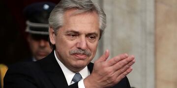 Argentine President Alberto Fernandez gestures during the inauguration of the 138th period of ordinary sessions at the Congress in Buenos Aires, Argentina on March 1, 2020\u002E (Photo by ALEJANDRO PAGNI / AFP)