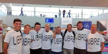 Hernán Ferruchi, Alejandro Pagnucco, Ariel Erlij, Ivan Brajckovic, Juan Pablo Trevisán, Hernán Mendoza, Diego Angelini y Ariel Benvenuto viajaron a Estados Unidos juntos.