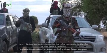 A grab taken from a video posted on YouTube on June 2, 2015 by Boko Haram shows an alleged Boko Haram member delivering a speech at an undisclosed location\u002E Boko Haram rejected claims from Nigeria's military that it has been routed by a four-nation offensive in a video released online on June 2, which does not show the group's leader, Abubakar Shekau\u002E The unidentified speaker, his face obscured by a headscarf, instead called Nigeria, Cameroon, Chad and Niger, who have been battling the Islamists, \