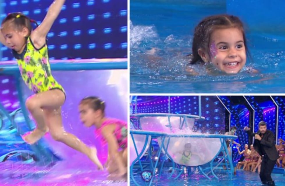 El show de las hijas de Cinthia Fernández en las piletas del Aquadance